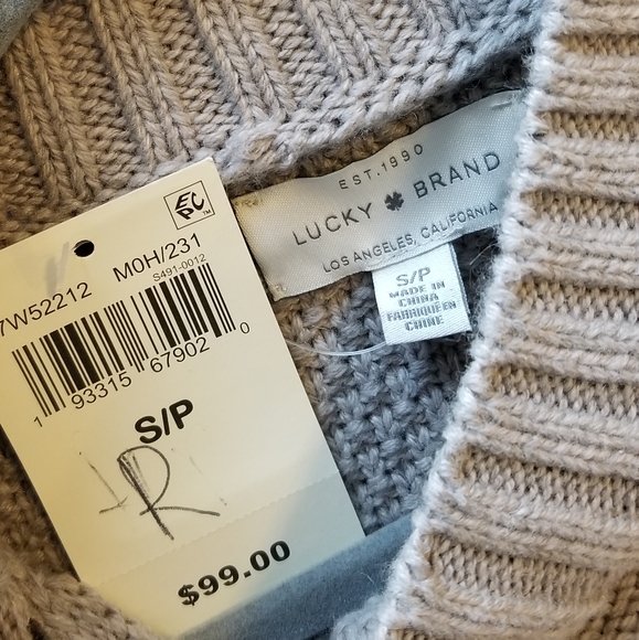 LUCKY BRAND Grey Mockneck Sweater, Size Small - Picture 8 of 9